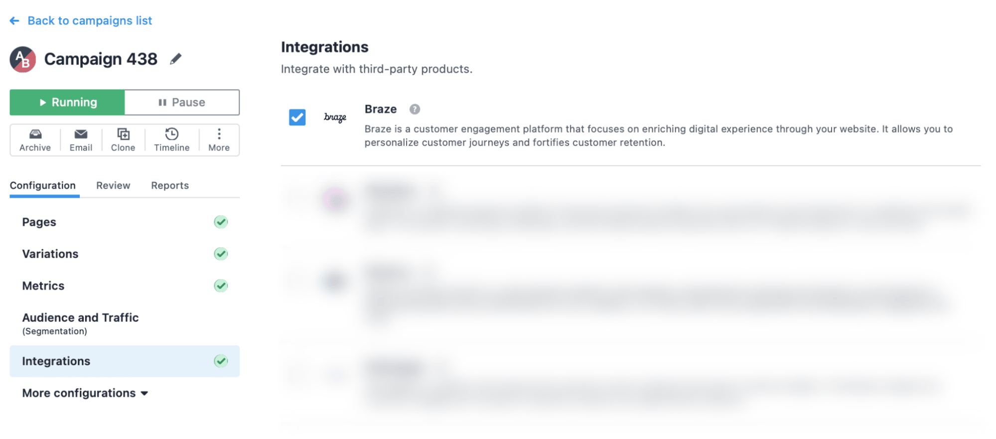 Braze-Integration aktivieren