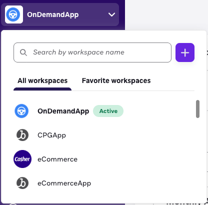 Workspace-Umschalter im Braze-Dashboard