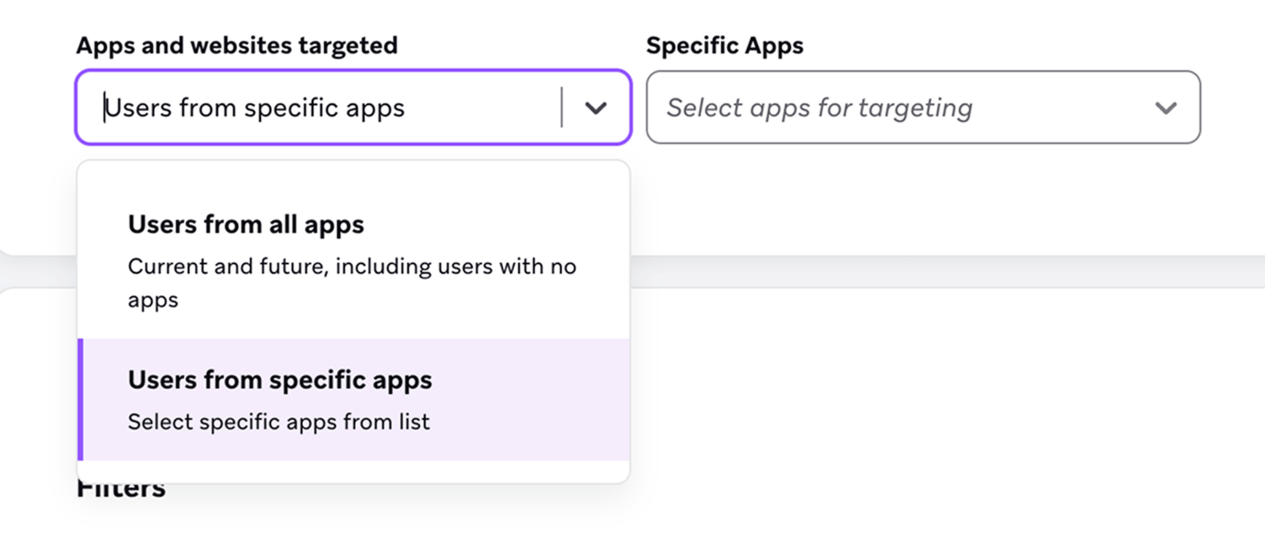 Segment, das Nutzer:innen aus bestimmten Apps anspricht.