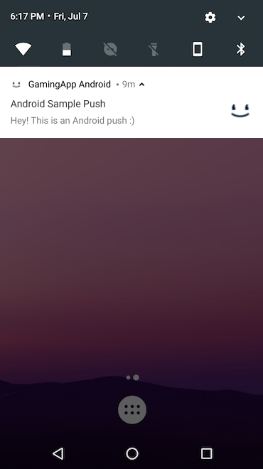Android-Push-Benachrichtigung auf dem Startbildschirm.