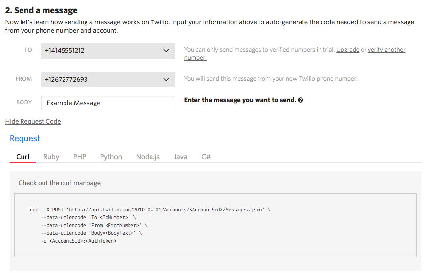 Twilio-Konsole