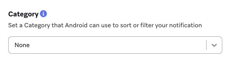 Tab „Settings“ mit der Kategorie „None“, was die Standardeinstellung ist.