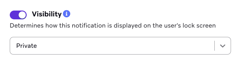 Position der Push-Priorität im Dashboard mit aktivierter und auf „Private“ gesetzter Sichtbarkeit.