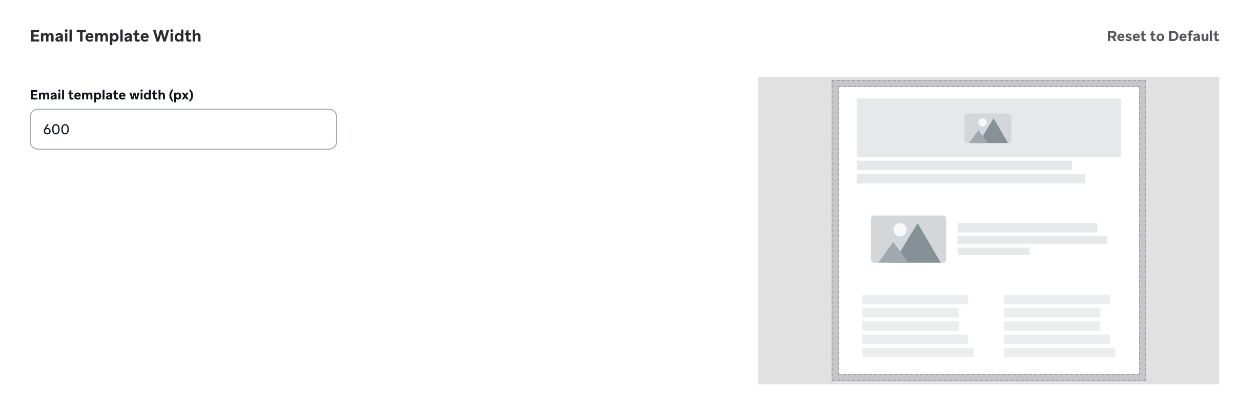 E-Mail-Template-Breite auf 600px eingestellt.