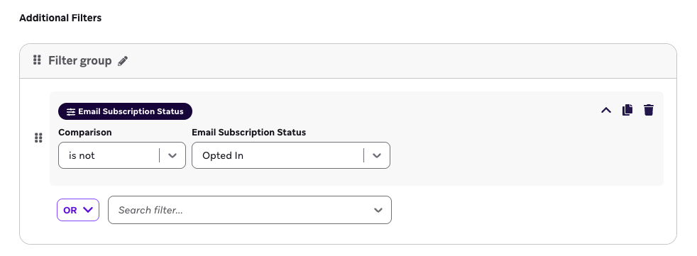 E-Mail-Abo-Status als Segment-Filter verwendet.