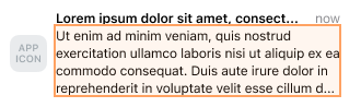 Beispiel-Push-Benachrichtigung ohne Bild und einer Textzeichenanzahl von 179.