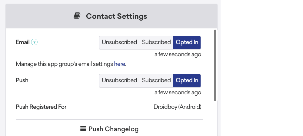 Für Push registriert