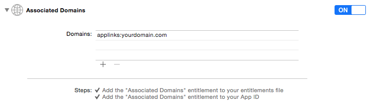 Abschnitt „Associated Domains“