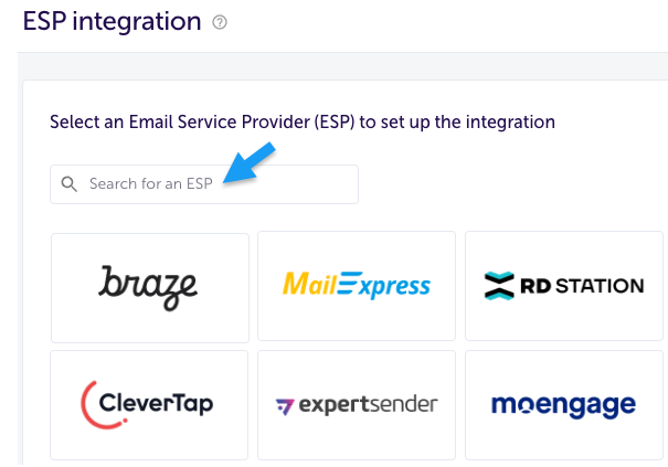 La interfaz de usuario de Appsflyer muestra la lista de integraciones ESP, incluida Braze.