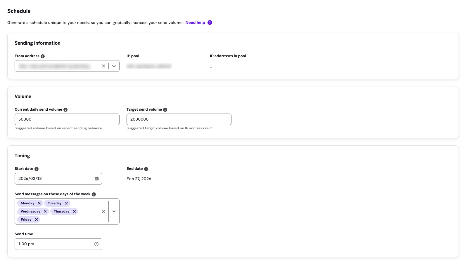 Detalles de la planificación de ejemplo.