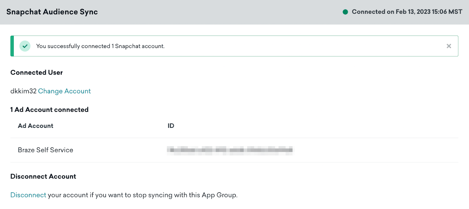Una versión actualizada de la página de socios tecnológicos de Criteo que muestra las cuentas de anuncios conectadas correctamente.