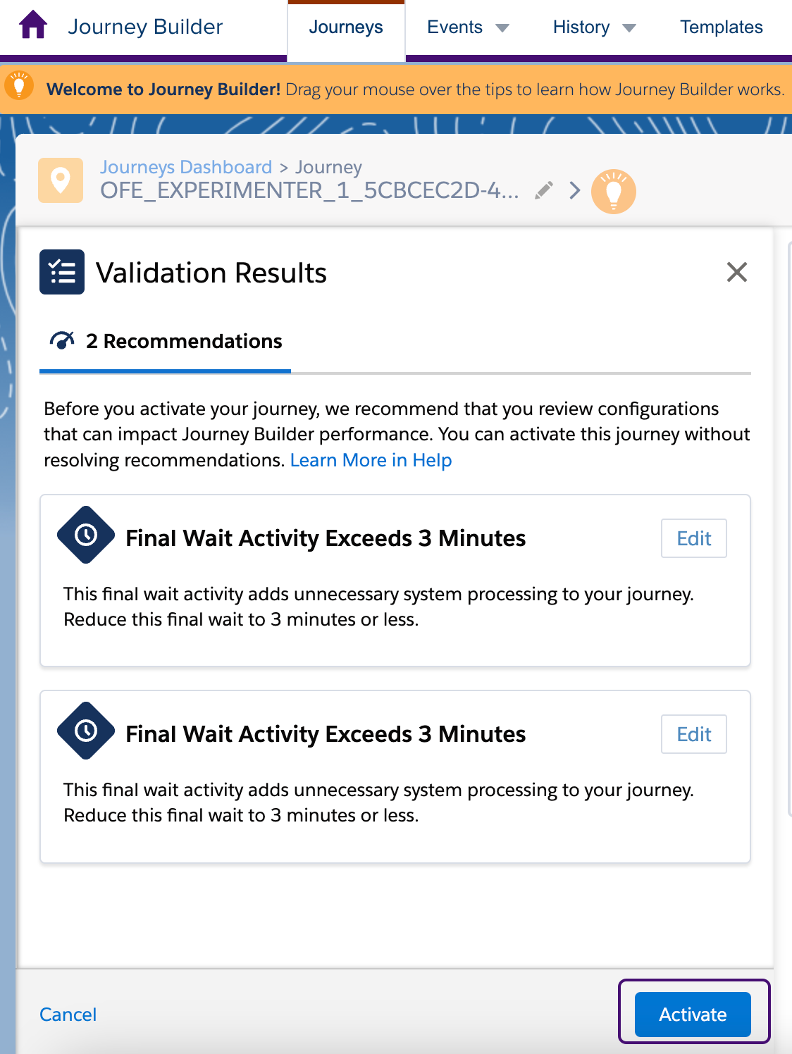 Recomendaciones enumeradas en la sección Reglas de validación.