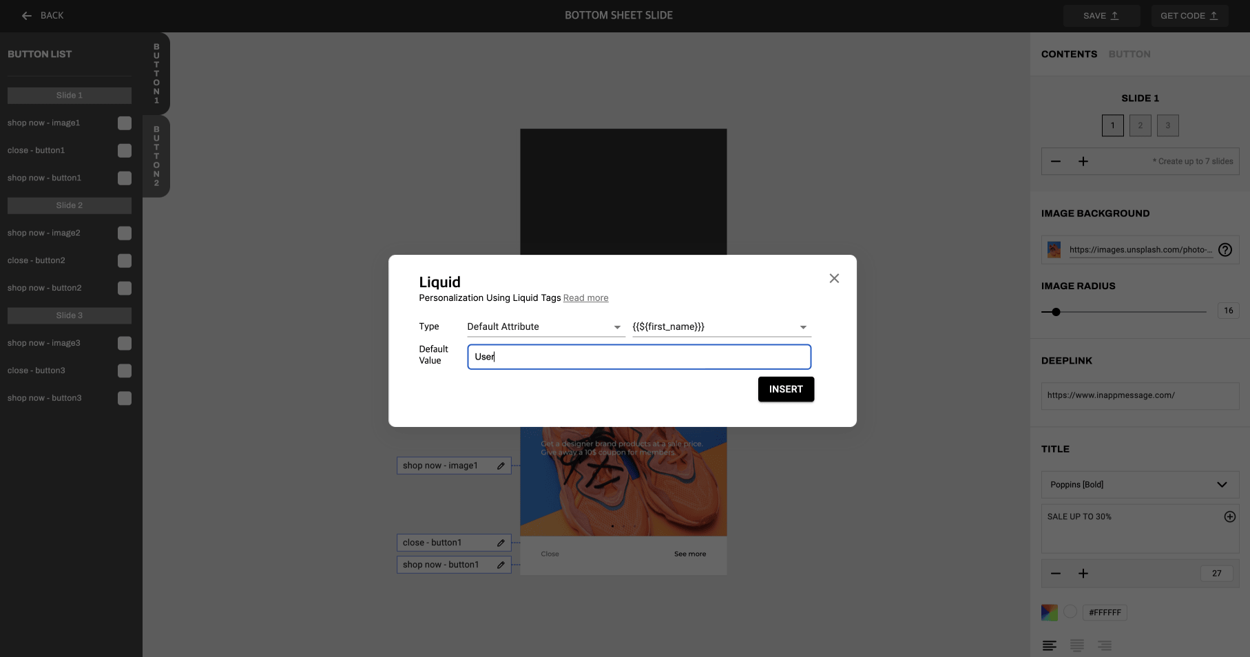 La interfaz de usuario de IAM Studio muestra las opciones para personalizar el registro de eventos/atributos. Estas opciones incluyen que el registro de comportamiento del usuario.