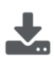 Un cuadrado gris con una flecha apuntando hacia abajo.