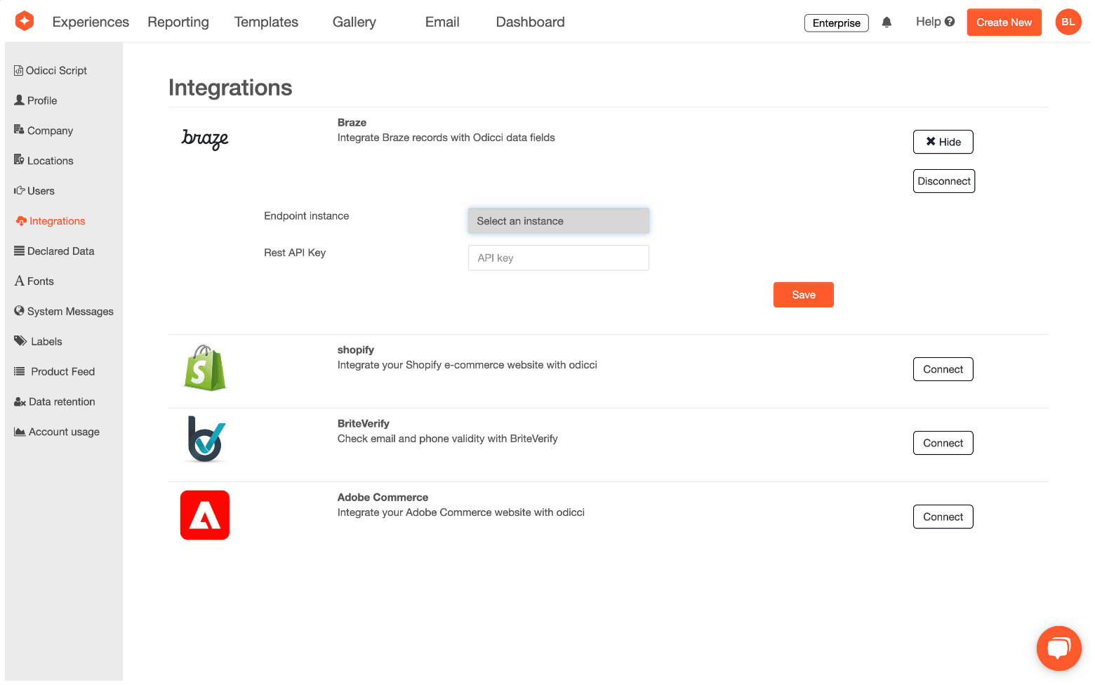 Conectar Integración Braze