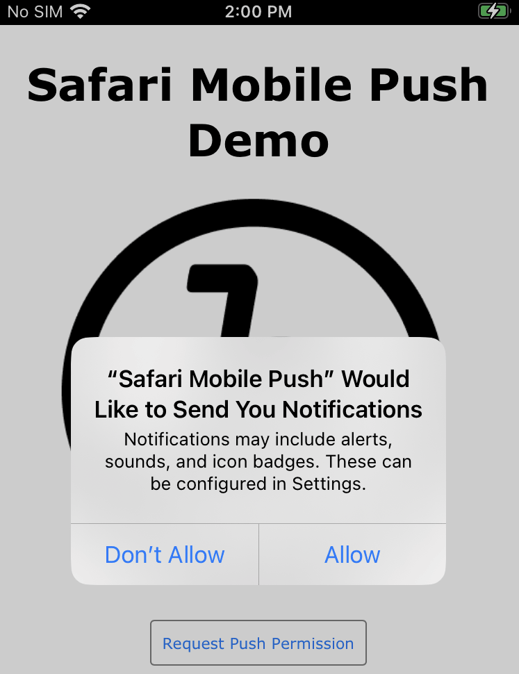 Un aviso push preguntando "permitir" o "no permitir" Notificaciones