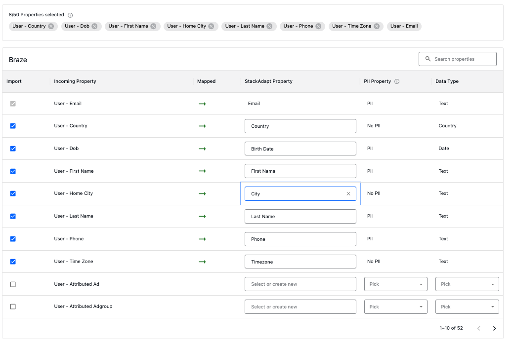 Conexión Braze en StackAdapt.