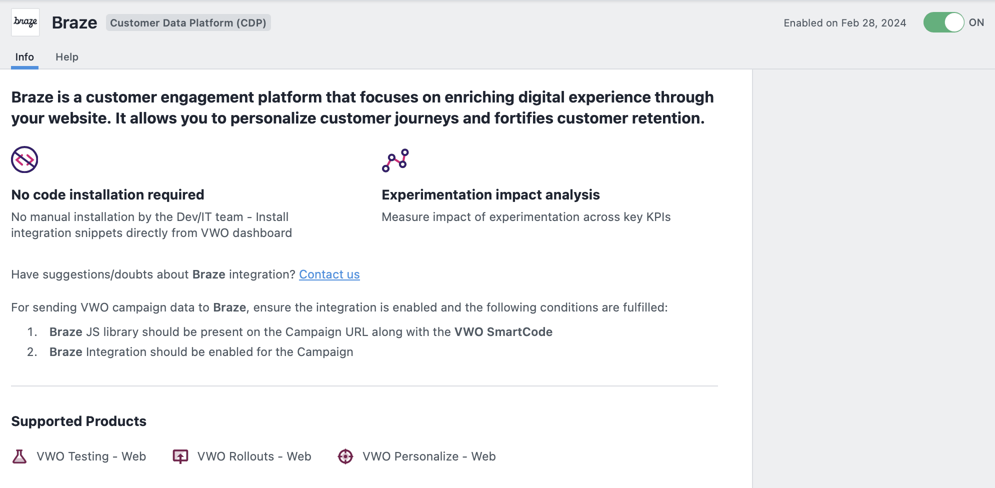 Configuración de la integración VWO