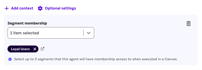 Le segment "Utilisateurs fidèles" est sélectionné pour l'accès à l'adhésion des agents.