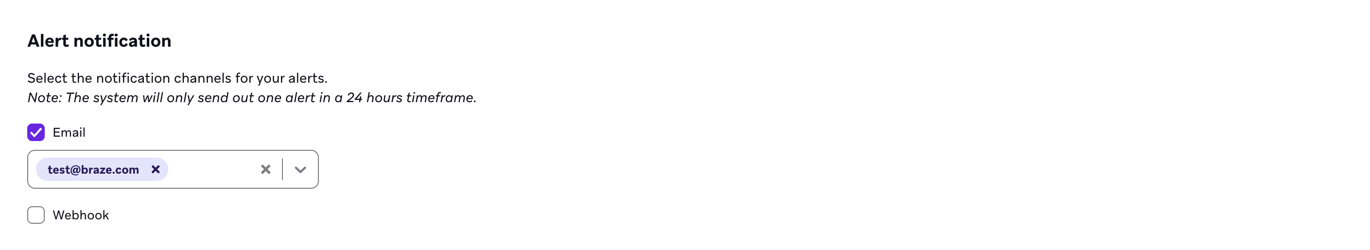 Un e-mail sera envoyé à l'adresse sélectionnée lorsque les critères de l'alerte sont atteints.