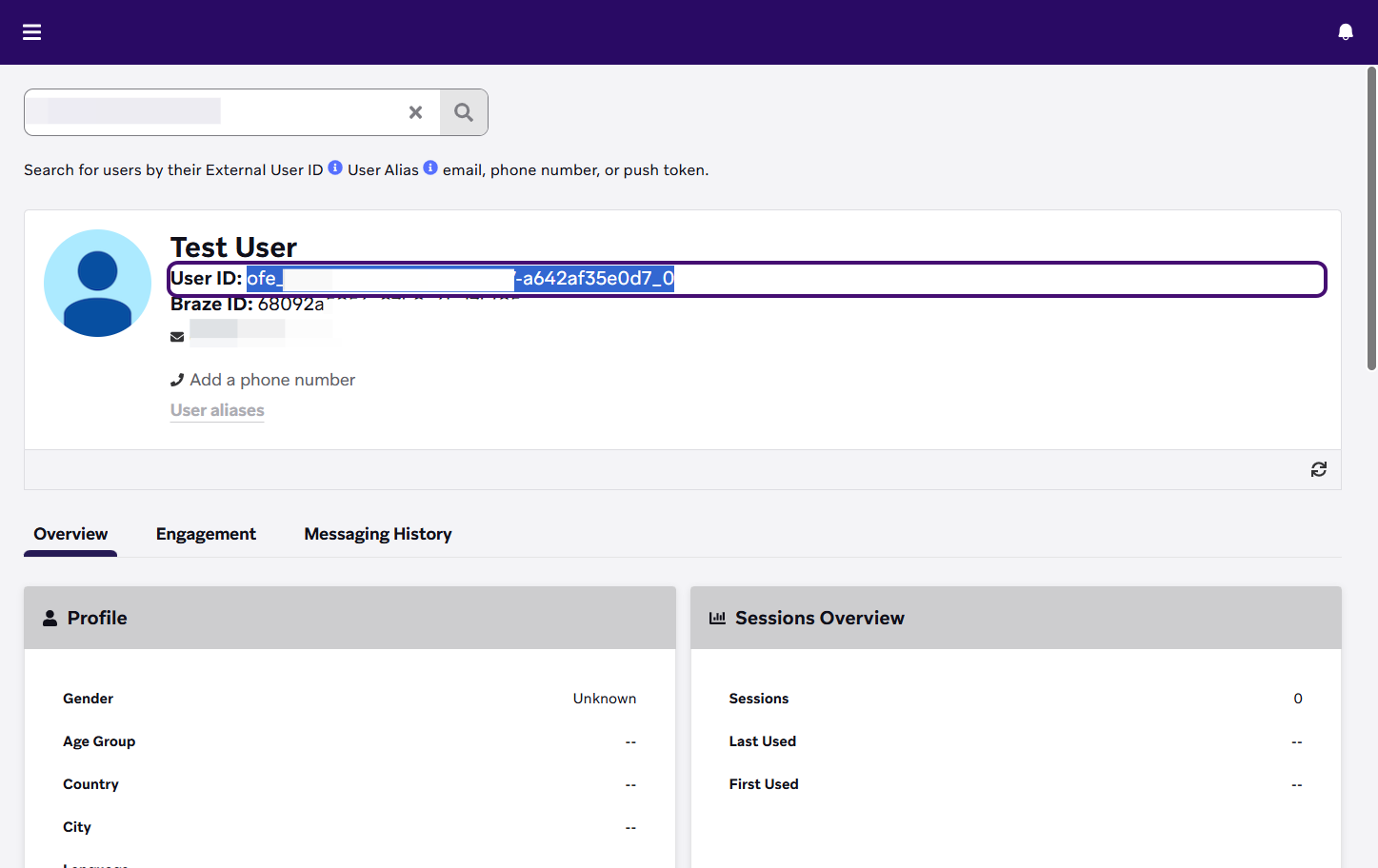 Exemple de profil utilisateur à partir de l'emplacement/localisation d'un utilisateur avec son ID.