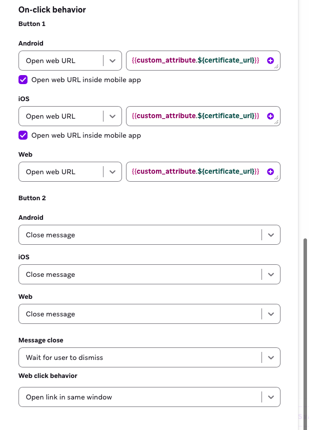 DOTS.ECO le comportement du message au moment du clic.