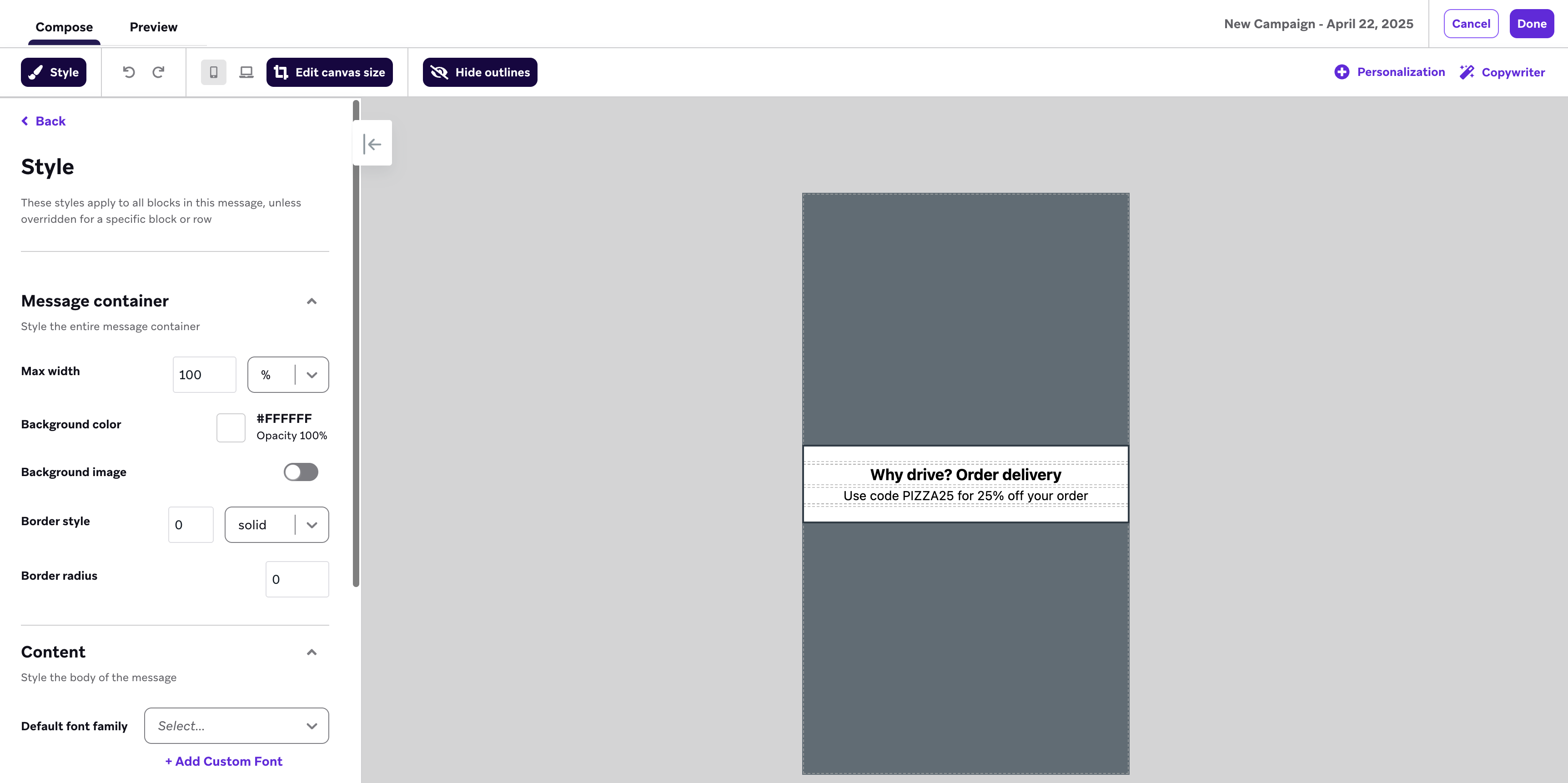 Banner Card composer.