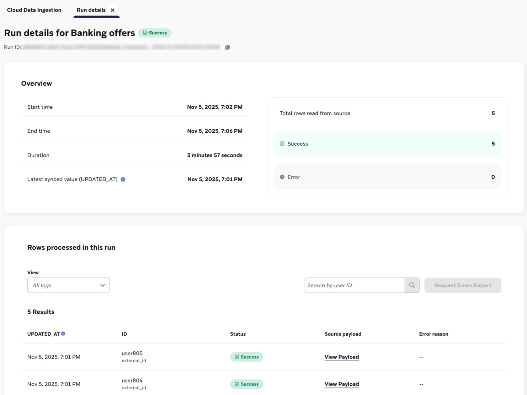同期ログの詳細。