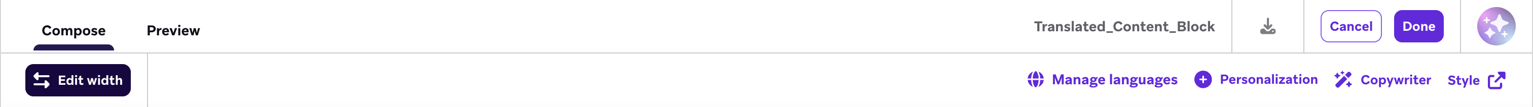 コンテンツブロックの多言語設定。