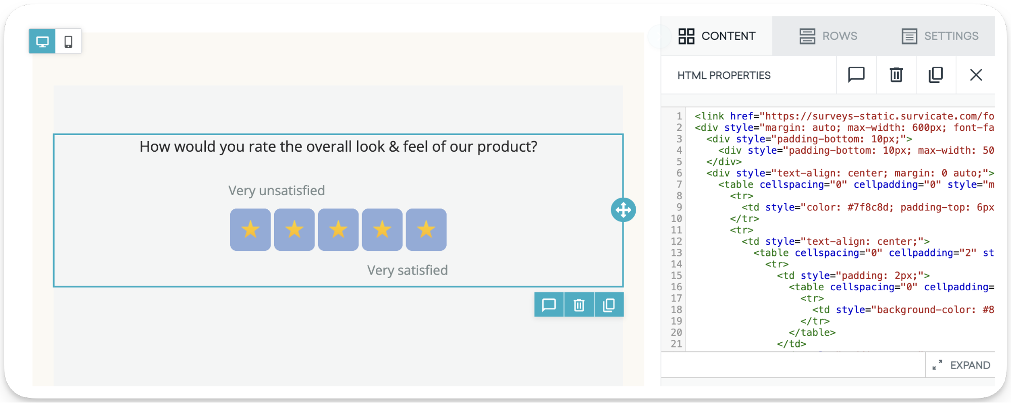 Survicateアンケートからコピーしたコードに置き換える。
