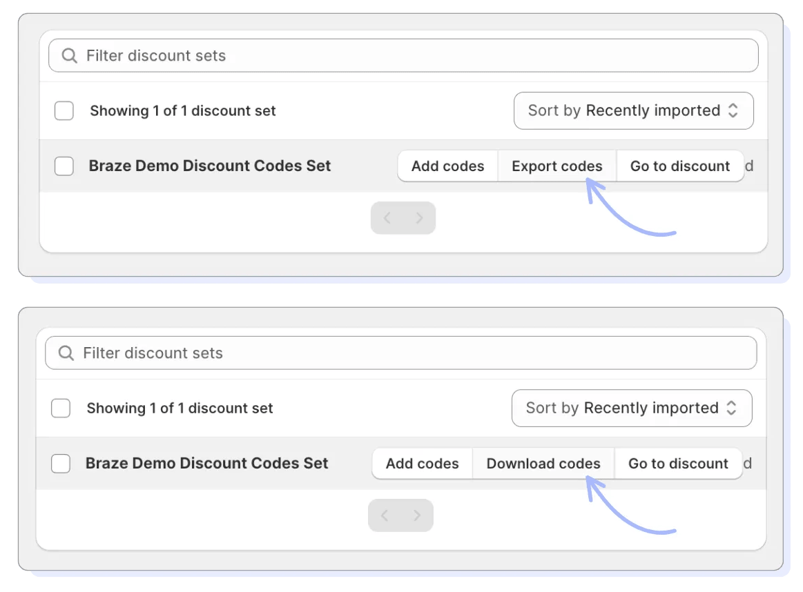Search bar with a dropdown displaying the discount set and a row of buttons to select from.