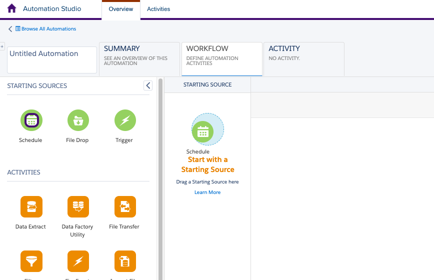 "여정의 시작 소스로 '일정'을 선택합니다.