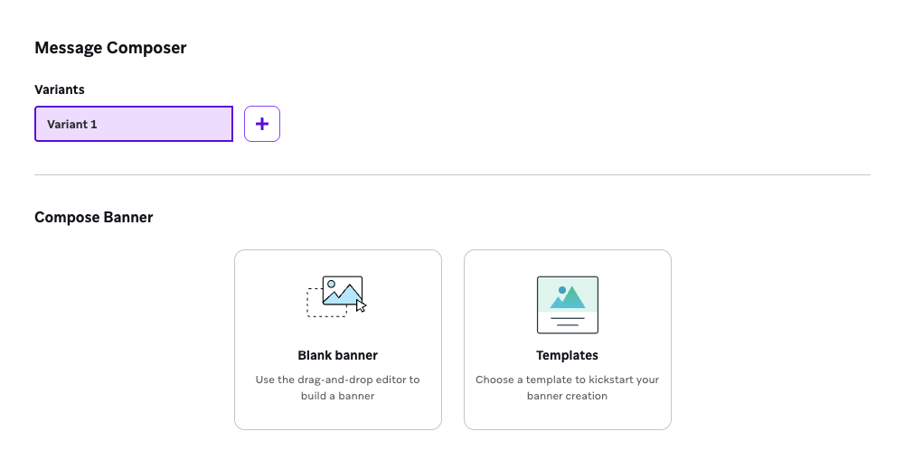 Opção para escolher um Banner em branco ou um modelo.