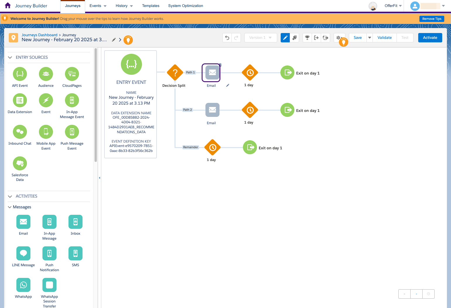 Um nó de e-mail adicionado à Jornada.