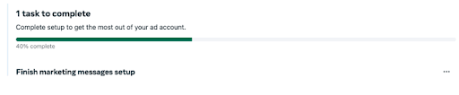 Uma conta com uma configuração de conta parcialmente concluída.
