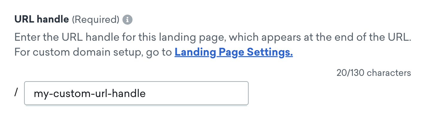Um exemplo de URL de página para uma landing page no Braze.