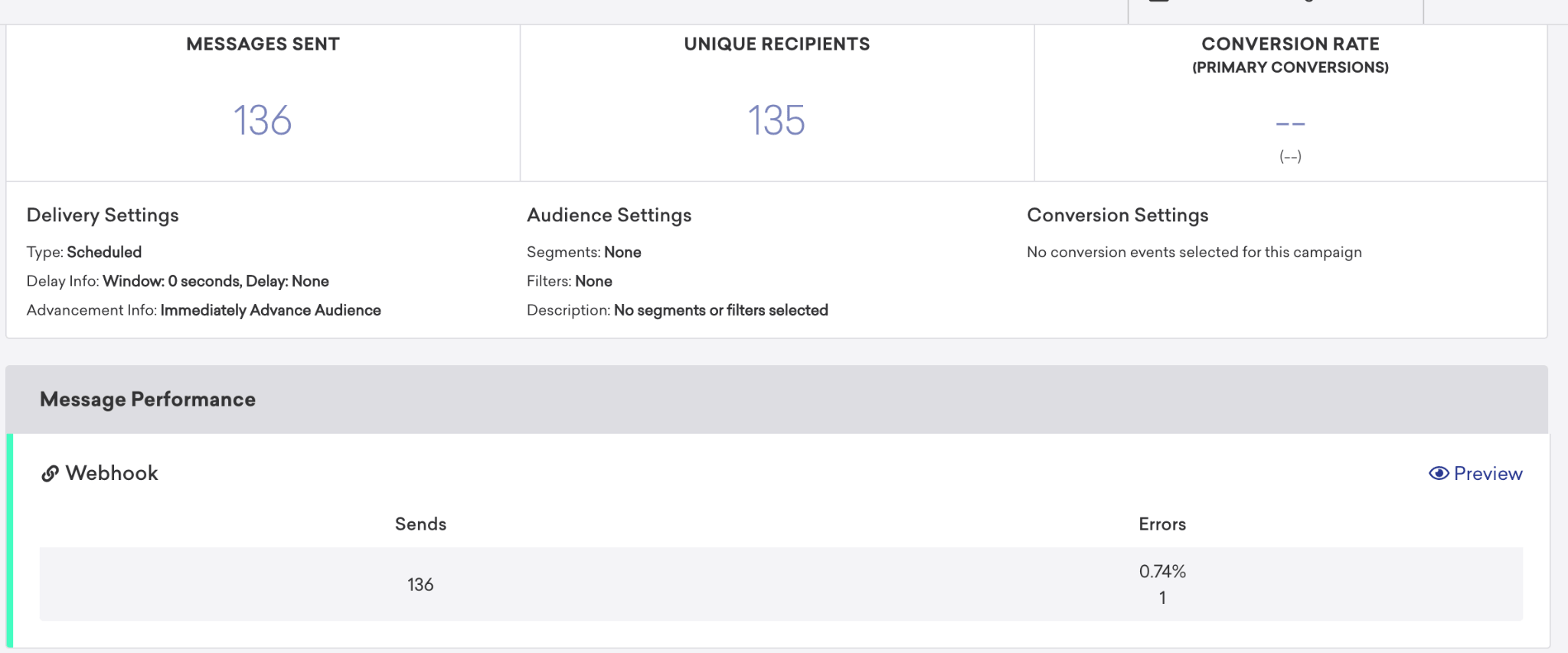 Um exemplo de sincronização de usuários usando o webhook salvo devido à integração do Braze e do Punchh.